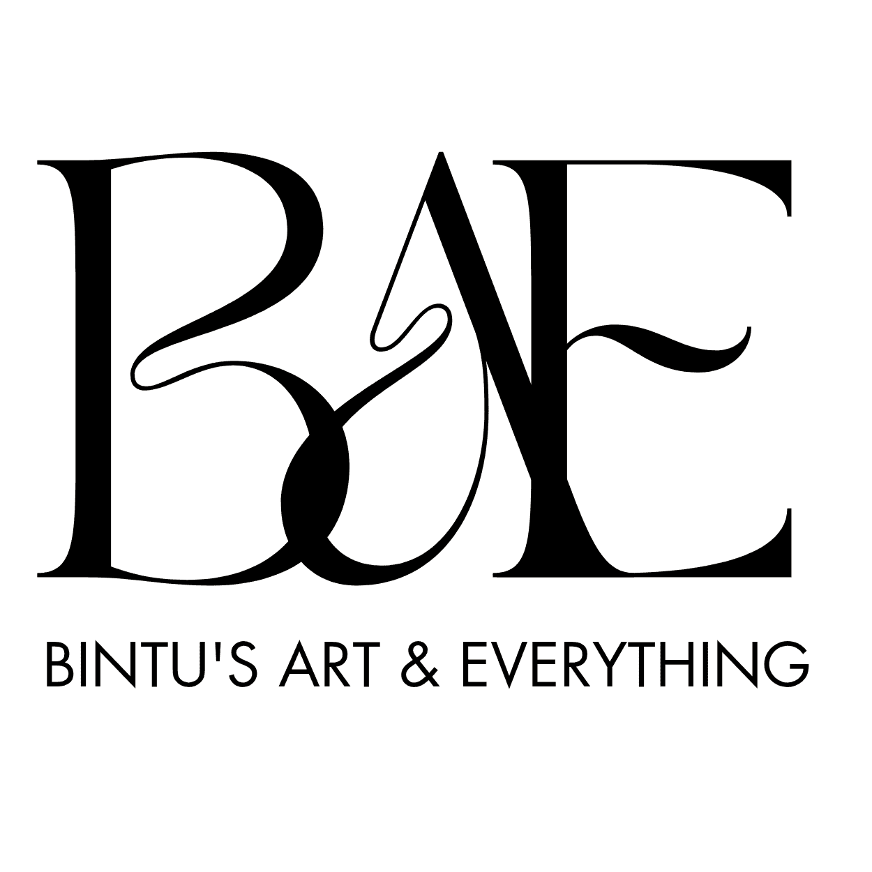 Logo of Bintu's Art & Everything featuring stylized letters BAE.